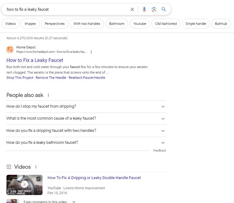 FAucet search results